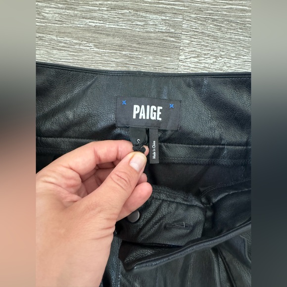 Paige EUC High Waist Faux Leather Black Mini Skirt Tie Belt Size S - Picture 7 of 11